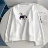 Sudadera Gris con Bordado de Poni, Cuello Redondo, Manga Larga, Estilo Coreano, Adelgazante, Estilo Perezoso, Oversize, Holgada, Moderna, Top Versátil
