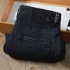Pantalones Largos de Mezclilla Gruesa para Hombre, Estilo Recto Delgado, Azul Marino, Sarga Elástica, Lavados, Desgastados, Otoño e Invierno Europeo