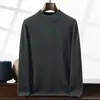Suéter de cachemira para hombre, cuello alto medio, color liso, tejido casual de negocios, corte holgado, ligero, lujoso, engrosado para abrigar, suéter de capa base