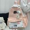 Mochila escolar estilo ins japonês com estampa de gato fofo para estudantes do sexo feminino, mochila de viagem de grande capacidade para meninas, moderna