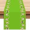Nuevo Camino de Mesa Impreso de Pascua con Fondo Verde y Patrón de Conejitos, Mantel Decorativo para el Hogar, Dropshipping
