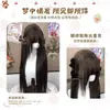Peluca Oxygen GirlXingcheng para Mujer Estilo Lolita Diario con Patillas Recortadas, Cabello Negro Largo y Liso, Doble Cola de Caballo, Peluca de Cabeza Completa