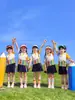 Uniformes de Jardín de Infancia, Ropa de Verano, Uniformes de Clase para Niños, Ropa de Presentación de Rayas Arcoíris, Uniformes de Escuela Primaria, Atuendos para Reuniones Deportivas