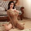 Mono de punto de leopardo transfronterizo de comercio exterior ropa de malla transfronteriza lencería sexy tirantes asimétricos para mujer camisón 2480