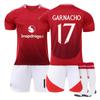 Uniforme de fútbol casero para niños 2425 Diablos Rojos 10 Rashford 17 Garnacho 37 Menú B Traje de balón fermentado