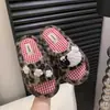 Pantuflas de dibujos animados de doble cara con punta abierta para mujer, estampado de leopardo, antideslizantes, de felpa, diseño de conejo, huecas, para el hogar y uso diario