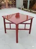 Mesa de Comedor Plegable Roja de Madera Maciza Estilo Chino, Forma Cuadrada, Color Rojo Hierro, Desmontable para Usar como Mesa de Ofrendas para Banquetes y Ceremonias de Culto