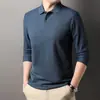 Camisa Polo Multicolor de Algodón Puro Estilo Nuevo Primavera y Otoño Camiseta de Manga Larga con Cuello de Solapa de Negocios Transpirable Casual para Hombre