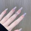 Anillo abierto de estilo dulce y moderno con circonita rosa, sencillo, combinable con todo, de moda, ligero, de lujo, de alta gama, personalizado, de moda para mujer.