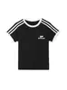 Camiseta de Manga Corta para Mujer, Estilo Retro Americano de Verano, Diseño de Letras con Tres Rayas, Informal, Versátil