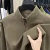 Sudadera popular para hombre con media cremallera y cuello alto, camiseta de manga larga de moda otoñal, top versátil de color liso holgado