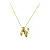 Collar Colgante Grueso Transfronterizo 26 Letra Inglesa Burbuja Brillante Moda Europea y Americana Cadena Simple Cadena de Clavícula