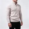 Nueva colección Otoño/Invierno 2026: suéter de punto para hombre, color liso, con media cremallera, tipo pullover, prenda básica casual para hombres jóvenes