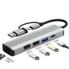 Adaptador de puerto de red RJ45 transfronterizo tipo Ethernet USB-C+USB a cable de red 3.0 tarjeta de red gigabit USB sin controlador