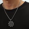 Collar de brújula de girasol europea y americana transfronteriza de acero inoxidable, brújula de diablo personalizada, accesorios para actividades al aire libre, cadena