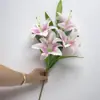 Flores Artificiales al por Mayor de Fábrica, Flores Falsas de Lirio Grande de 5 Cabezas de Venta Caliente Transfronteriza para Fotografía, Decoración de Bodas, Jarrones de Decoración para el Hogar
