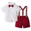 Amazon Temu Amostra Padrão Fazendo Pequena Encomenda Vestido Personalizado Terno Infantil Camisa de Algodão com Lapela de Verão Infantil Macacão