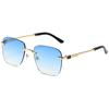 Nuevos Lentes de Sol de Moda Metálicos Sin Montura Color Degradado Personalizado Gafas de Marco Pequeño Ins Tendencia Estilo Callejero Europeo y Americano