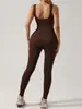 Pantalones de Rosca Europeos y Americanos con Almohadilla en el Pecho Traje Deportivo Elástico Sin Costuras Ajustado Traje de Yoga para Fitness