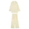 Pijama listrado color-block estilo coreano, conjunto feminino de manga longa para primavera e outono, roupa de casa de algodão nuvem de alta qualidade, atacado para vendas transfronteiriças