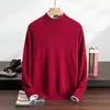 25 Otoño/Invierno Nuevo Suéter de Cachemir de Manga Larga de Color Sólido Suave y Cálido para Hombre con Cuello Medio Alto