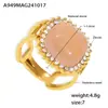 Anillo Abierto Mi Duo 3A con Circonita Incrustada con Piedra Natural Lujo Ligero Elegante Acero de Titanio 316 Electrochapado PVD Color Duradero Mujer