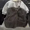 Roupa Infantil para Meninos e Meninas, Colete Quente, Nova Jaqueta de Veludo Cotelê com Bolso, Confortável, Estilo Japonês, Nicho, Gola Redonda