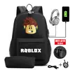 Mochila periférica de juego Roblox para hombre, mochila con carga USB, bolsa para computadora de gran capacidad, entrega de una sola pieza, venta al por mayor