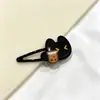 Presilha Lateral de Gato Preto Fofa e Versátil para Mulheres, Grampo de Cabelo Fashionável de Alto Estilo com Design Doce e Adorável, Acessório de Cabelo