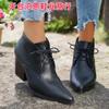 Zapatos de Moda para Mujer con Cordones Estilo Europeo y Americano 2025, Exportación, 4 Colores, Tacón Grueso, Punta Fina, Tallas Grandes, Tacones Altos para Mujer, Cómodos para los Pies