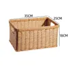 Cesta de almacenamiento de mimbre sintético ropa sucia juguetes bocadillos artículos varios cesta de almacenamiento tejida en bambú hogar sala de estar mueble de TV escritorio completo