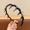 Magia Oscura~Aro para el Cabello Ondulado Estilo Coreano para Mujeres, Dulce, Ligero, Lujoso y Esponjoso, Aro para el Cabello con Dientes Nuevos Accesorios para el Cabello 2025