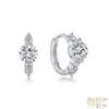 Pendientes de aro de plata de ley S925 con moissanita completa, aro con piedra principal de dos puntas en forma de U, pendientes de lujo ligero, joyería popular transfronteriza