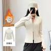 Chamarra de Yoga con Forro Polar para Calidez, Cuello Alto, Mangas Largas, Cierre, Moldeadora, Fitness, Otoño/Invierno, Running, Deportes, Chamarra Casual
