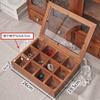 Madera Maciza Vintage Transparente Madera A Prueba de Polvo Multi-rejilla Caja de Almacenamiento de Joyería Pulsera Wen Play Nogal Jiugongge Soporte de Exhibición