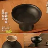 Vaso de cerâmica minimalista estilo japonês, ornamento de mesa de alta qualidade, bola de musgo de bambu, recipiente especial de pé alto para arranjo de flores