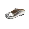 Moda de Primavera/Verano 2026 Temperamento Elegante Versátil Casual Tejido en la Cabeza de Una Sola Correa Mary Janes Altura Oculta Zapatos Semi-Abiertos