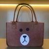 Bolsa de fieltro con dibujos animados, portátil, sencilla, combinable, para supermercado, de gran capacidad