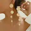 Joyería Europea y Americana Amazon Pendientes de Moda Exagerados Personalizados Pendientes Largos Colgantes de Disco Redondo con Borla Personalizados