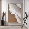 Pintura Decorativa de Textura Gruesa Pintada Puramente a Mano Blanco y Negro Gris Pintura de Olas de Alta Gama Entrada de Sala de Estar Relieve Estéreo Pintura Colgante Grande