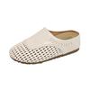 Meias-pantufas trançadas estilo Birkenstock para mulheres, Verão 2026, Vintage, Slip-on, Sola grossa, Aumenta a altura, Bico fechado, Pantufas A60