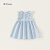 Vestido de Verano con Lazos Florales y Mangas de Encaje para Niñas Bangxuan, Vestido sin Mangas, Vestido de Princesa para Niñas