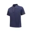 Camisa Polo Lavada Casual, Tamanho Grande Masculina Business Cor Sólida Gola Reversível Solta Manga Curta Simples Camiseta com Gola