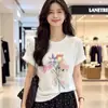 Camiseta delgada de cuello redondo estilo coreano, juvenil y cómoda, versátil, ligera y transpirable, de manga corta, adecuada para primavera y otoño, un top diario elegante