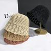 Sombrero de pescador de paja tejida hueca para niños, protector solar, transpirable, para verano, 2025