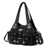 Suministro Exclusivo Transfronterizo de Moda Femenina Retro Lavado Vintage Chica Atrevida Bolso Tote Motociclista 2026 Bolso de Hombro de Gran Capacidad