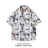 Camisa de manga corta con grafiti de Luffy para hombre, de verano, fina, holgada, moderna, combinable, para parejas, de media manga
