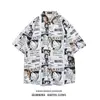 Camisa de manga corta estilo Hong Kong para hombre y mujer, estilo de pareja, holgada y fina, estampado floral de playa hawaiana, camisa floral de manga tres cuartos