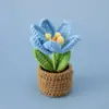 Puesto Callejero Tienda Artesanal Tejido Tulipán Floreciente Planta en Maceta de Lana Estudiante Lindo Aula Adornos de Ganchillo