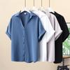 Adecuado para Personas Gordas, Camisa de Chifón de Cuello en V Suelta y Adelgazante para el Verano, Ropa de Talla Grande para Mujer, Camisa de Chifón de Moda de Manga Corta para Gordas mm